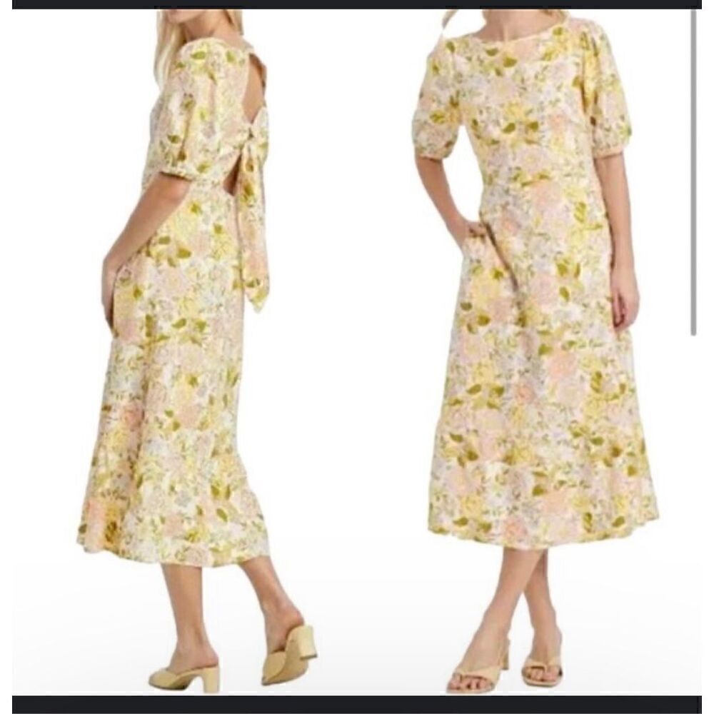 Who what wear yellow floral midi dress S